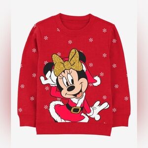 Disney Minnie Mouse Christmas Top Sweatshirt Pullover Shirt Santa Red Girls 4